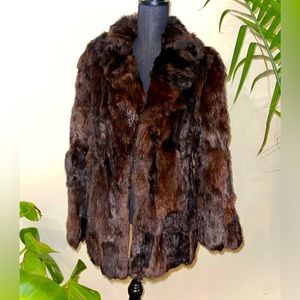 Vintage Fur Coat | Brown Rabbit Fur | Size L